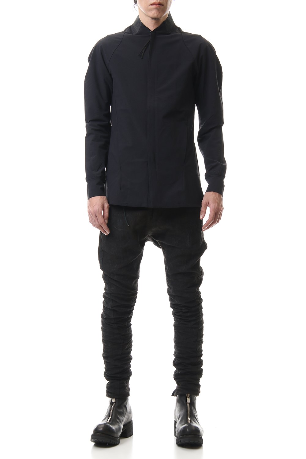 Linen Ash Coating Drop Crotch Slim Pants