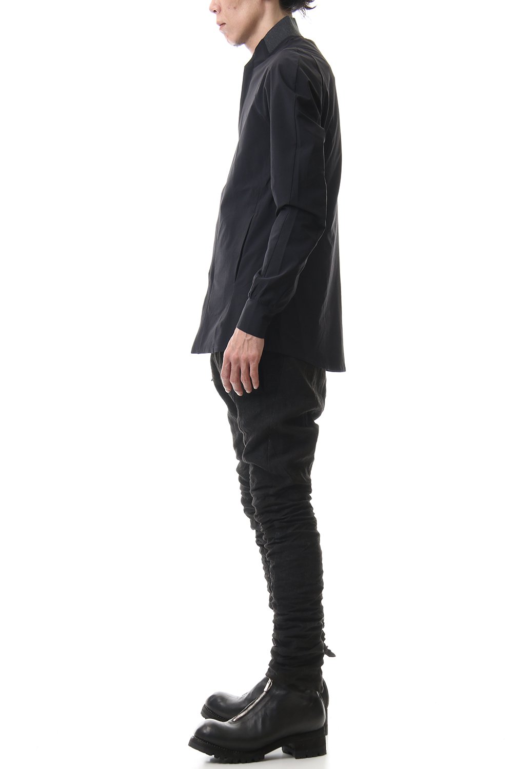 Linen Ash Coating Drop Crotch Slim Pants