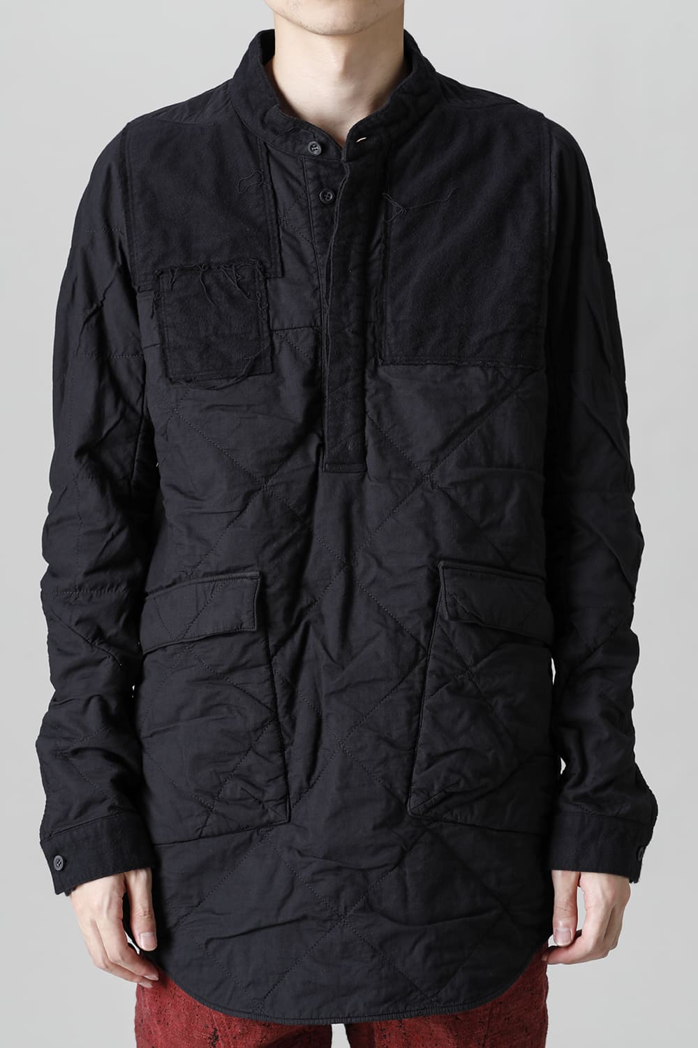 Quilting Cold Dye Pullover Shirt Black