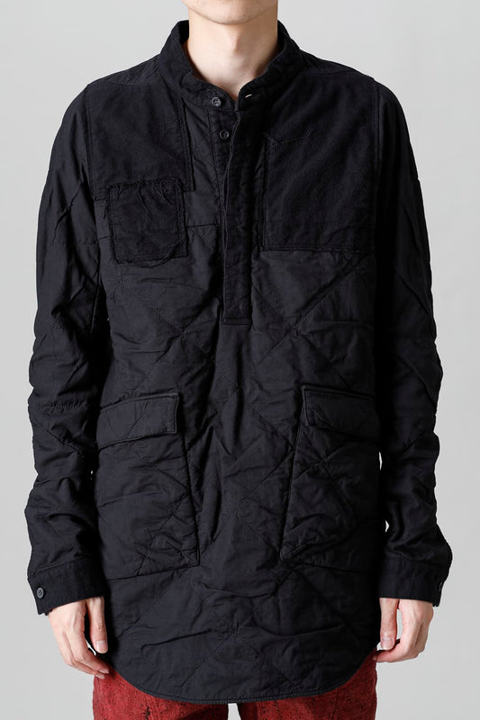 Quilting Cold Dye Pullover Shirt Black