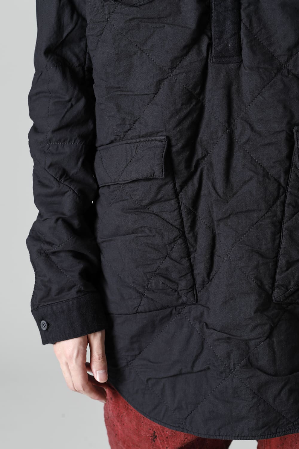 Quilting Cold Dye Pullover Shirt Black