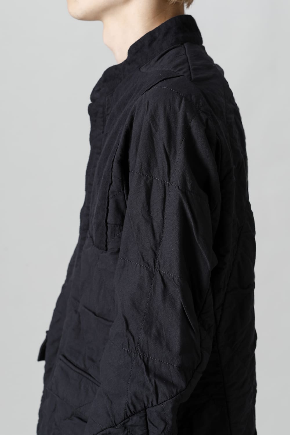 Quilting Cold Dye Pullover Shirt Black