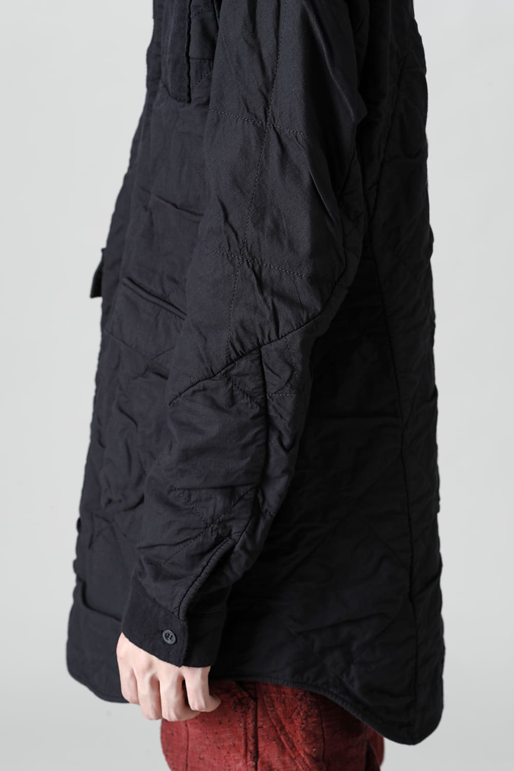 Quilting Cold Dye Pullover Shirt Black