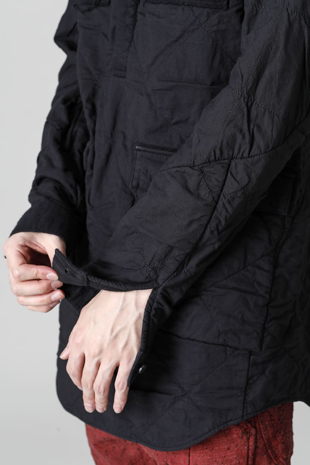 Quilting Cold Dye Pullover Shirt Black