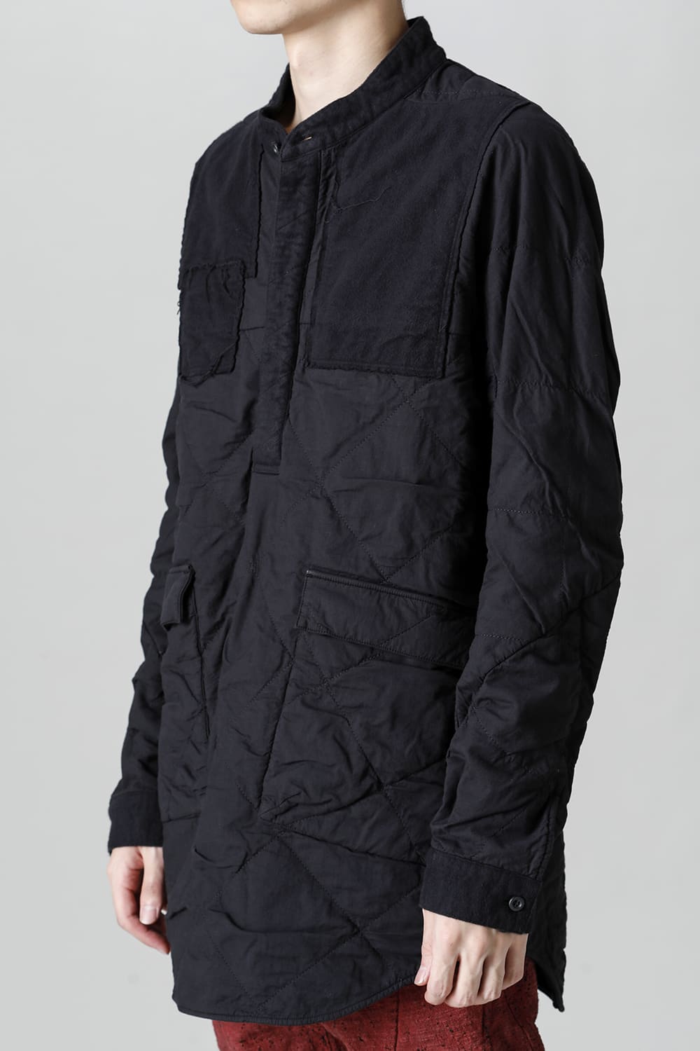 Quilting Cold Dye Pullover Shirt Black