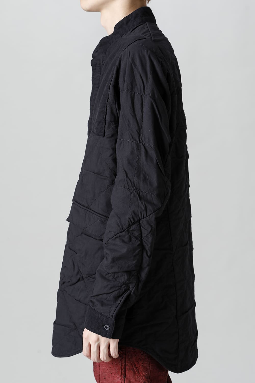 Quilting Cold Dye Pullover Shirt Black