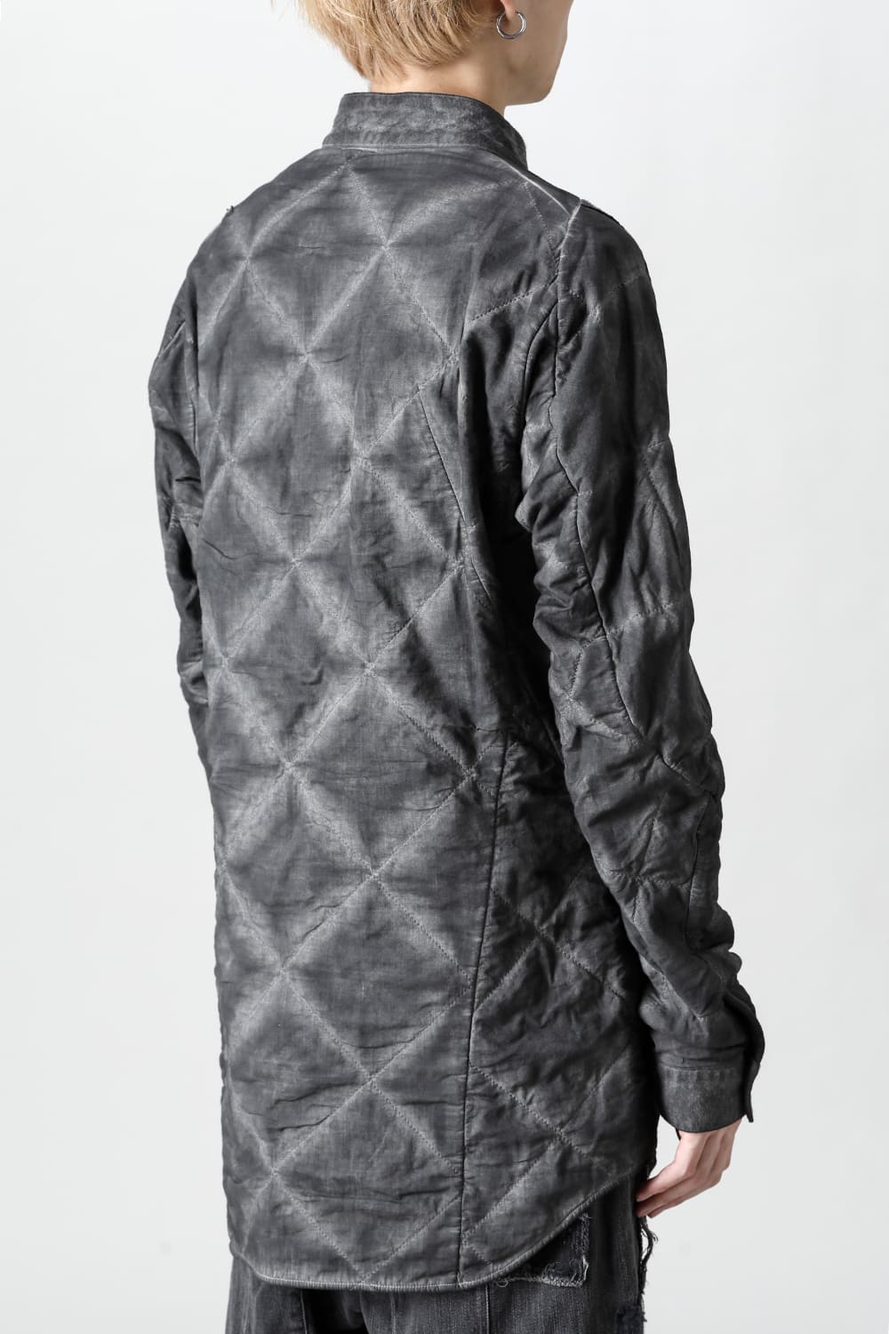 Quilting Cold Dye Pullover Shirt Charcoal