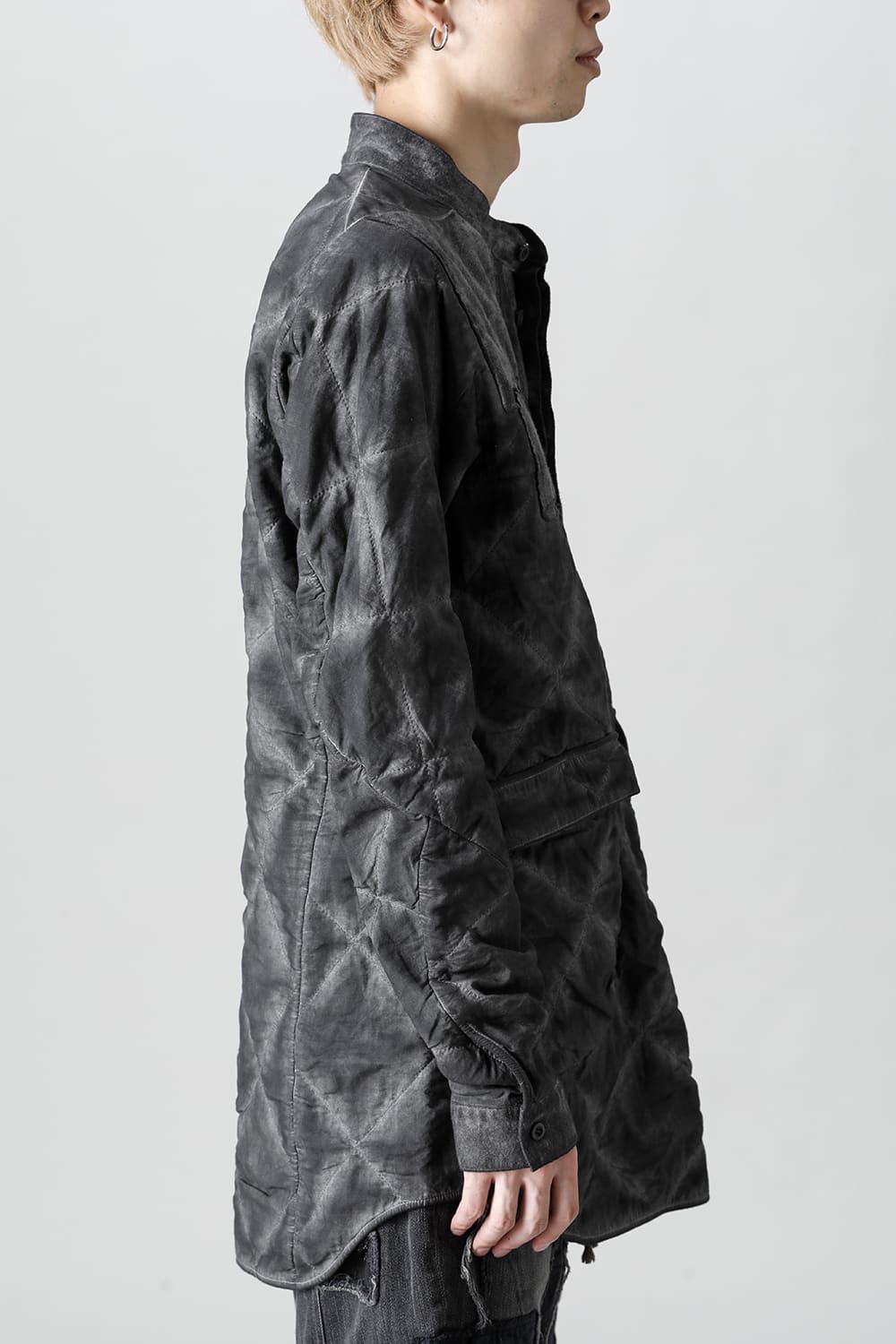 Quilting Cold Dye Pullover Shirt Charcoal
