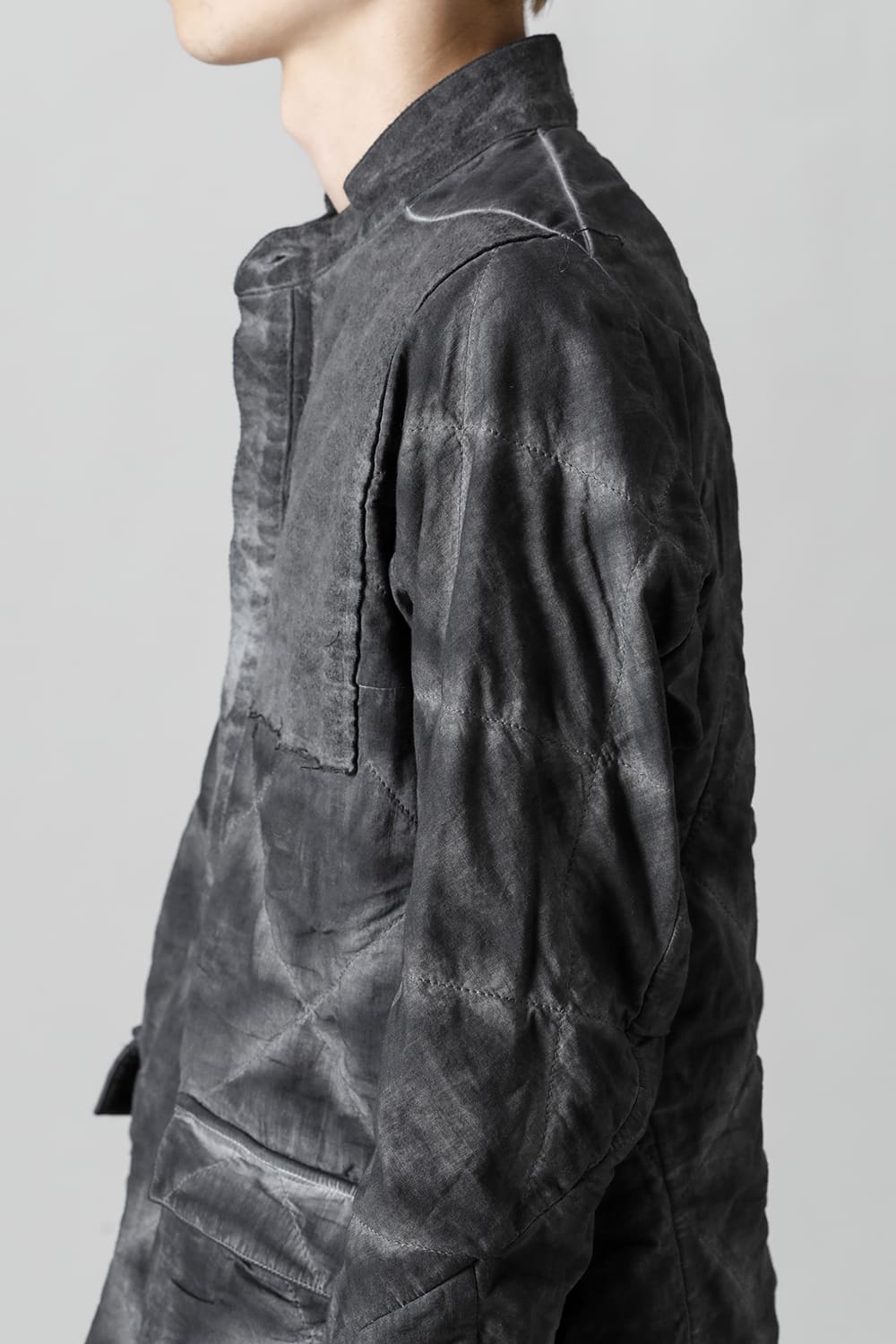Quilting Cold Dye Pullover Shirt Charcoal