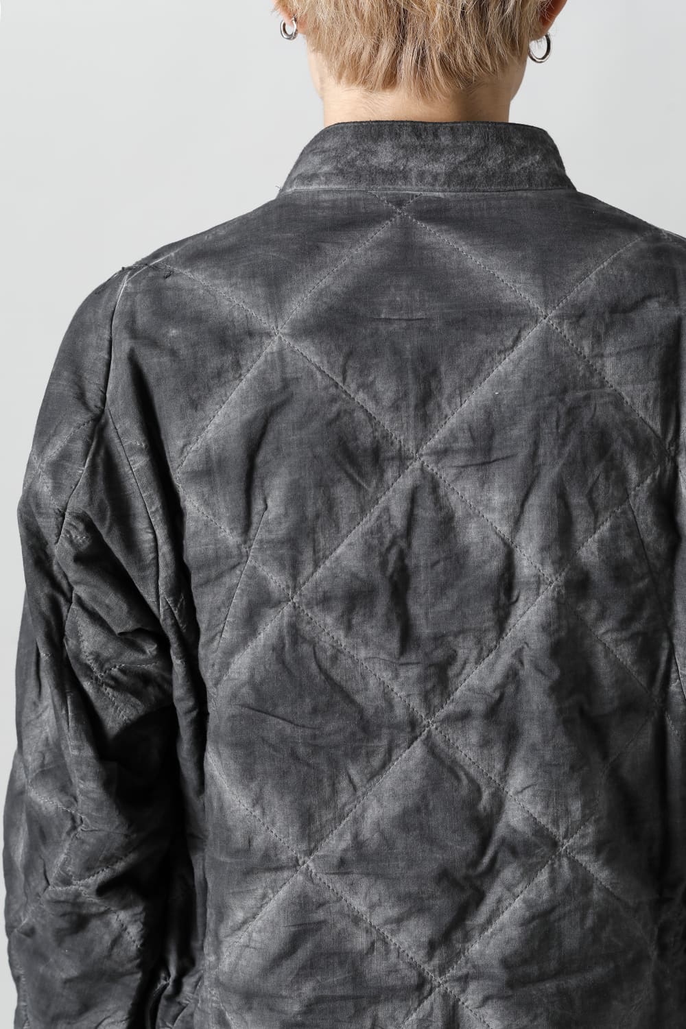 Quilting Cold Dye Pullover Shirt Charcoal