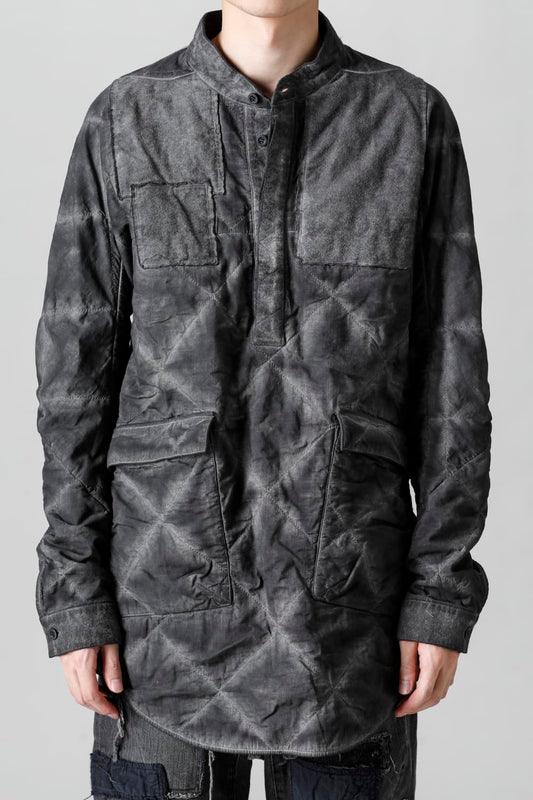 Quilting Cold Dye Pullover Shirt Charcoal