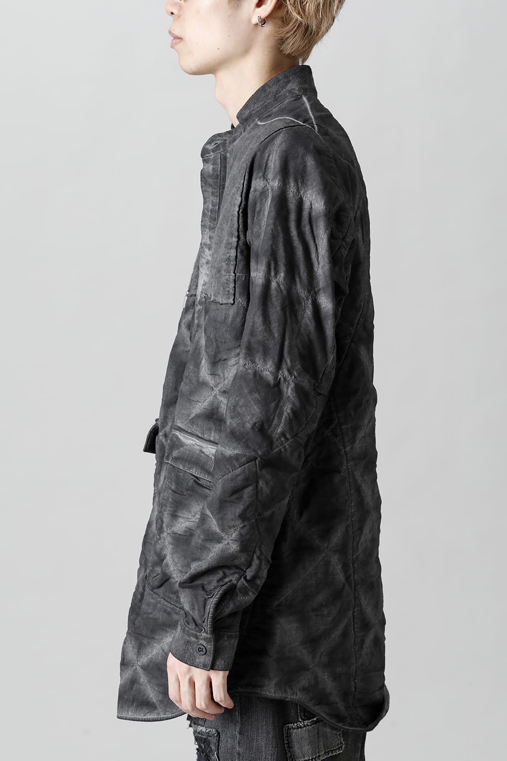 Quilting Cold Dye Pullover Shirt Charcoal