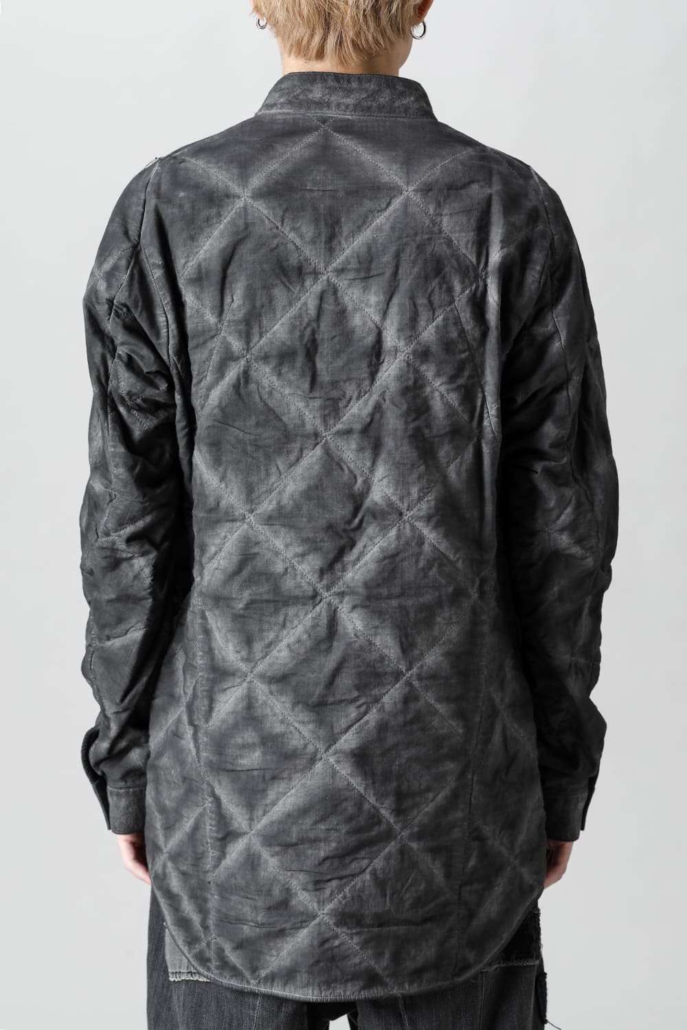 Quilting Cold Dye Pullover Shirt Charcoal