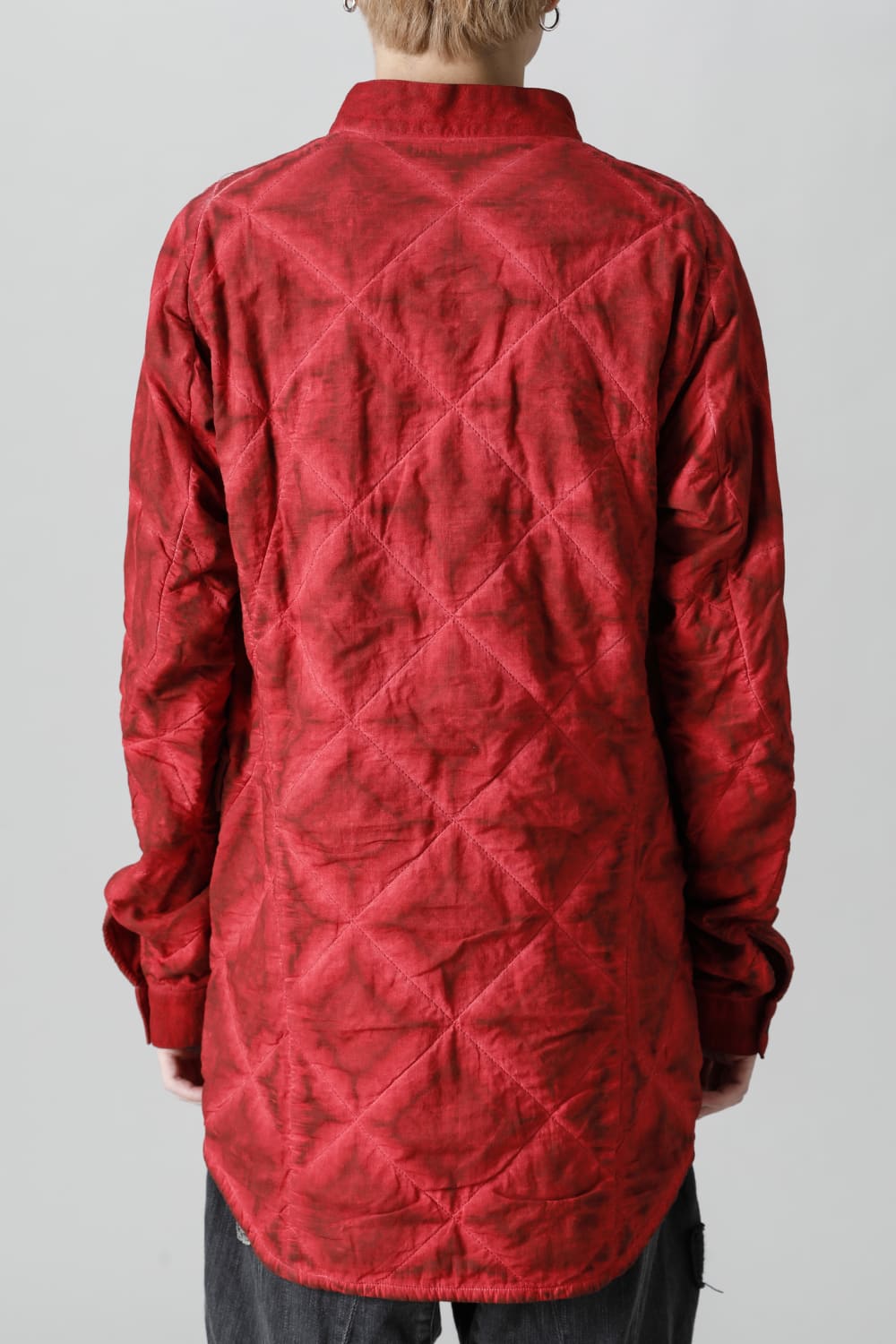 Quilting Cold Dye Pullover Shirt Red