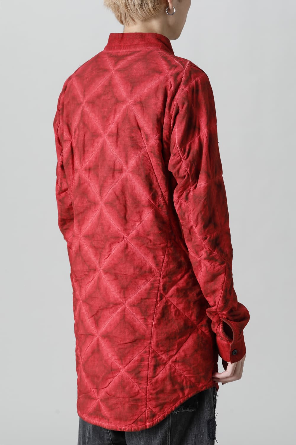 Quilting Cold Dye Pullover Shirt Red