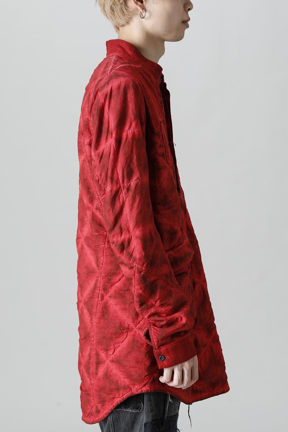 Quilting Cold Dye Pullover Shirt Red