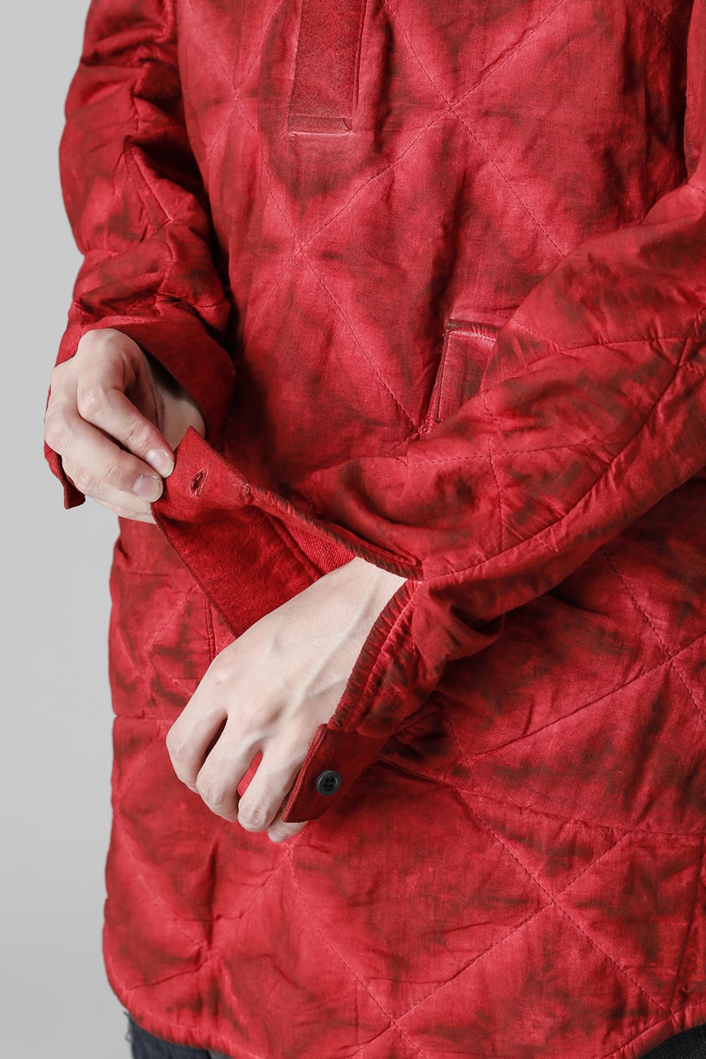 Quilting Cold Dye Pullover Shirt Red
