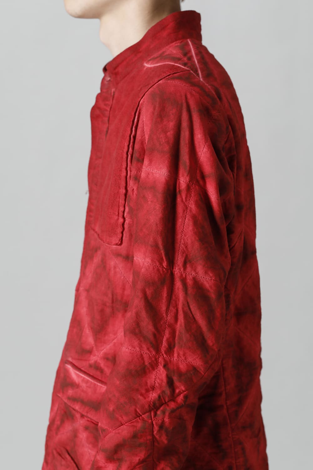 Quilting Cold Dye Pullover Shirt Red