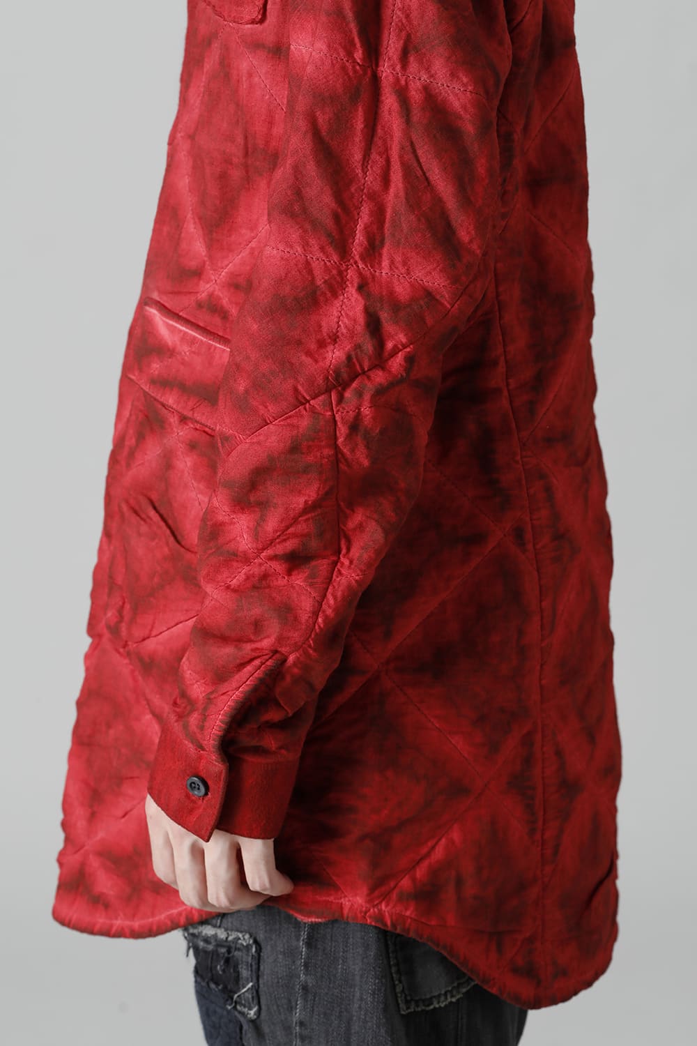 Quilting Cold Dye Pullover Shirt Red
