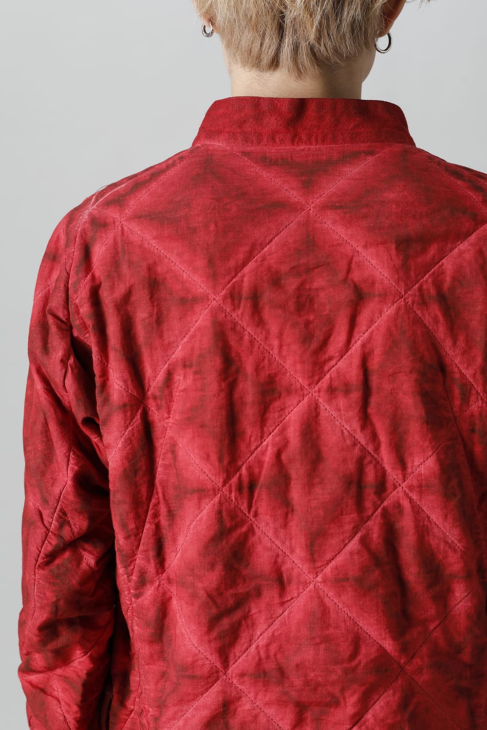 Quilting Cold Dye Pullover Shirt Red