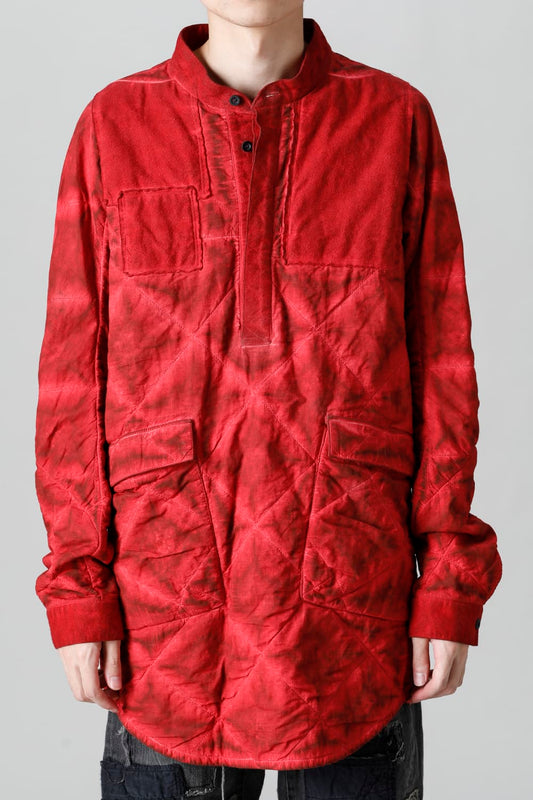 Quilting Cold Dye Pullover Shirt Red