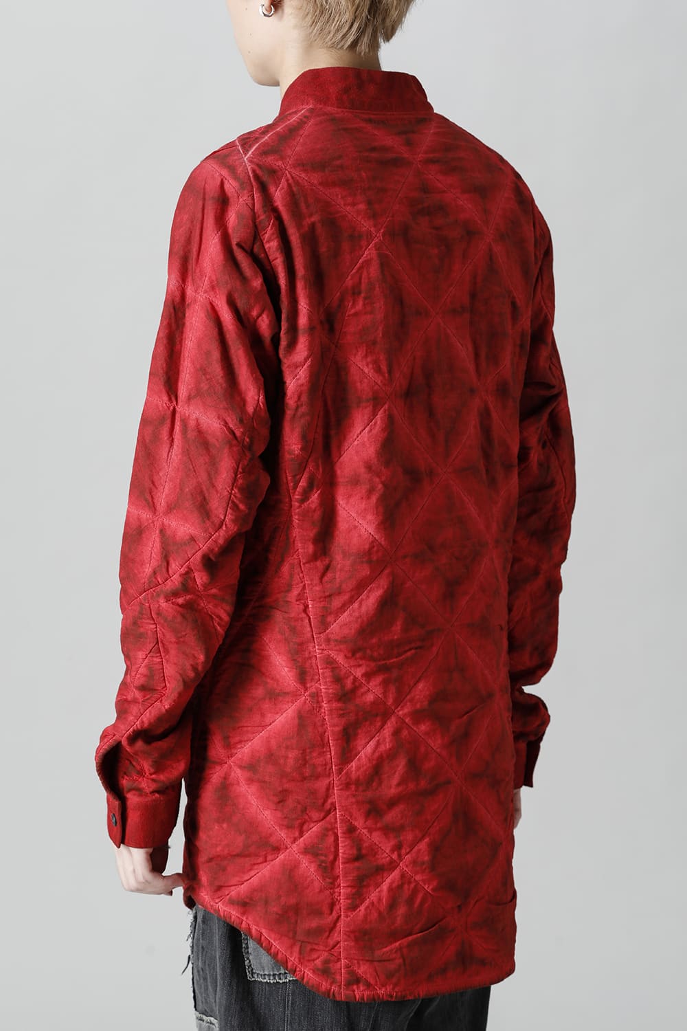Quilting Cold Dye Pullover Shirt Red