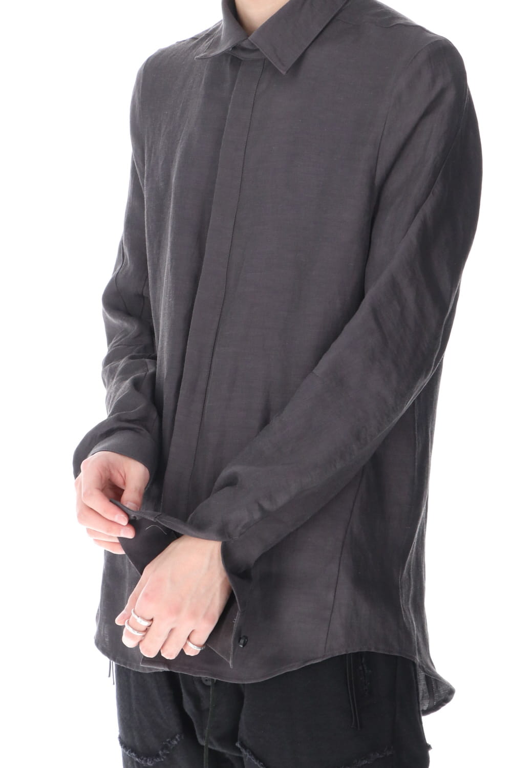 リネン×レーヨンシャツ Charcoal
