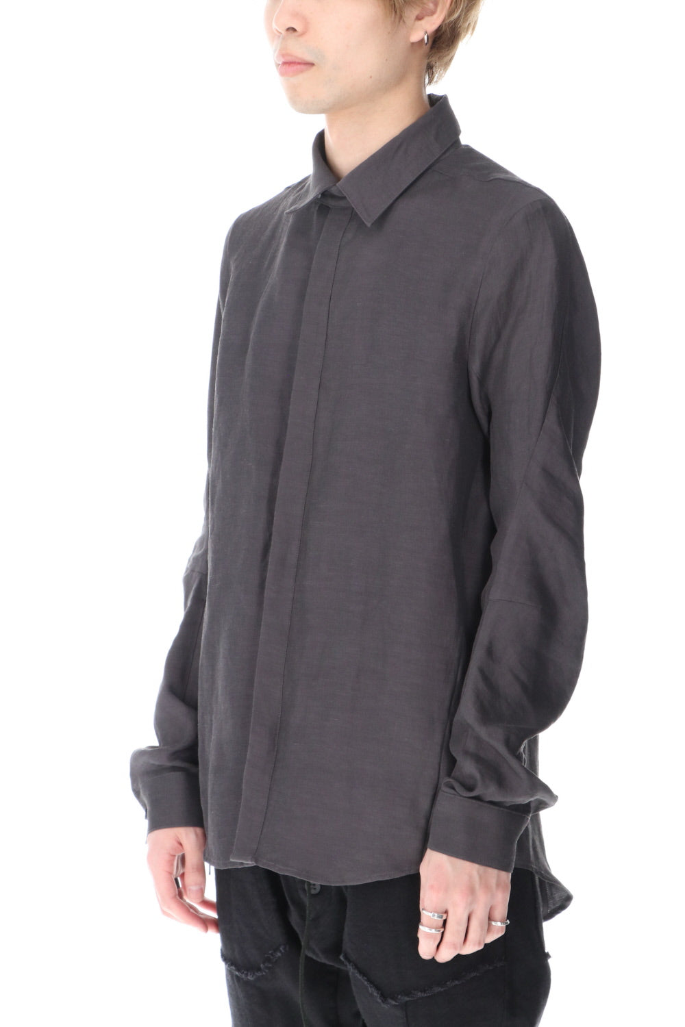 リネン×レーヨンシャツ Charcoal
