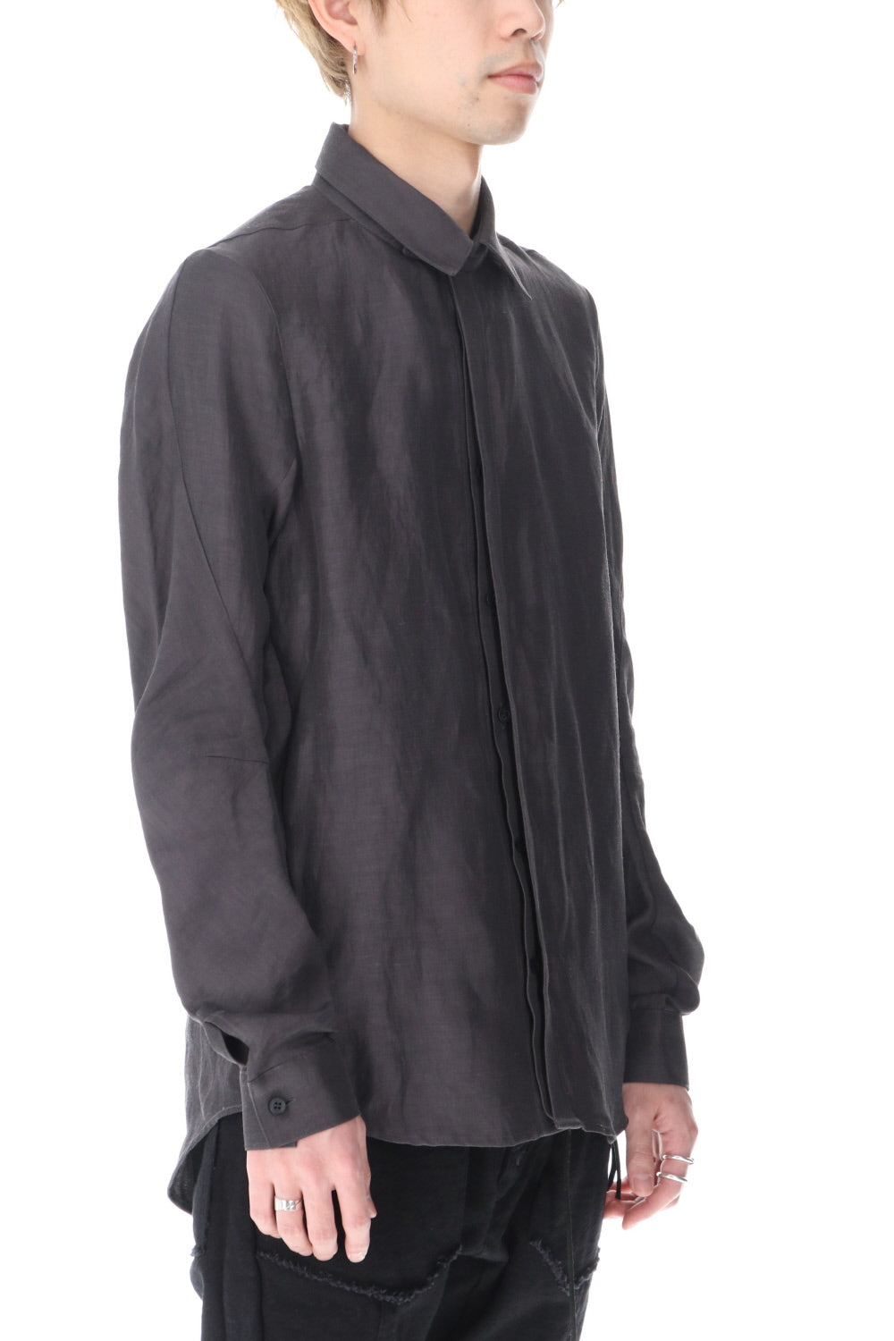 リネン×レーヨンシャツ Charcoal