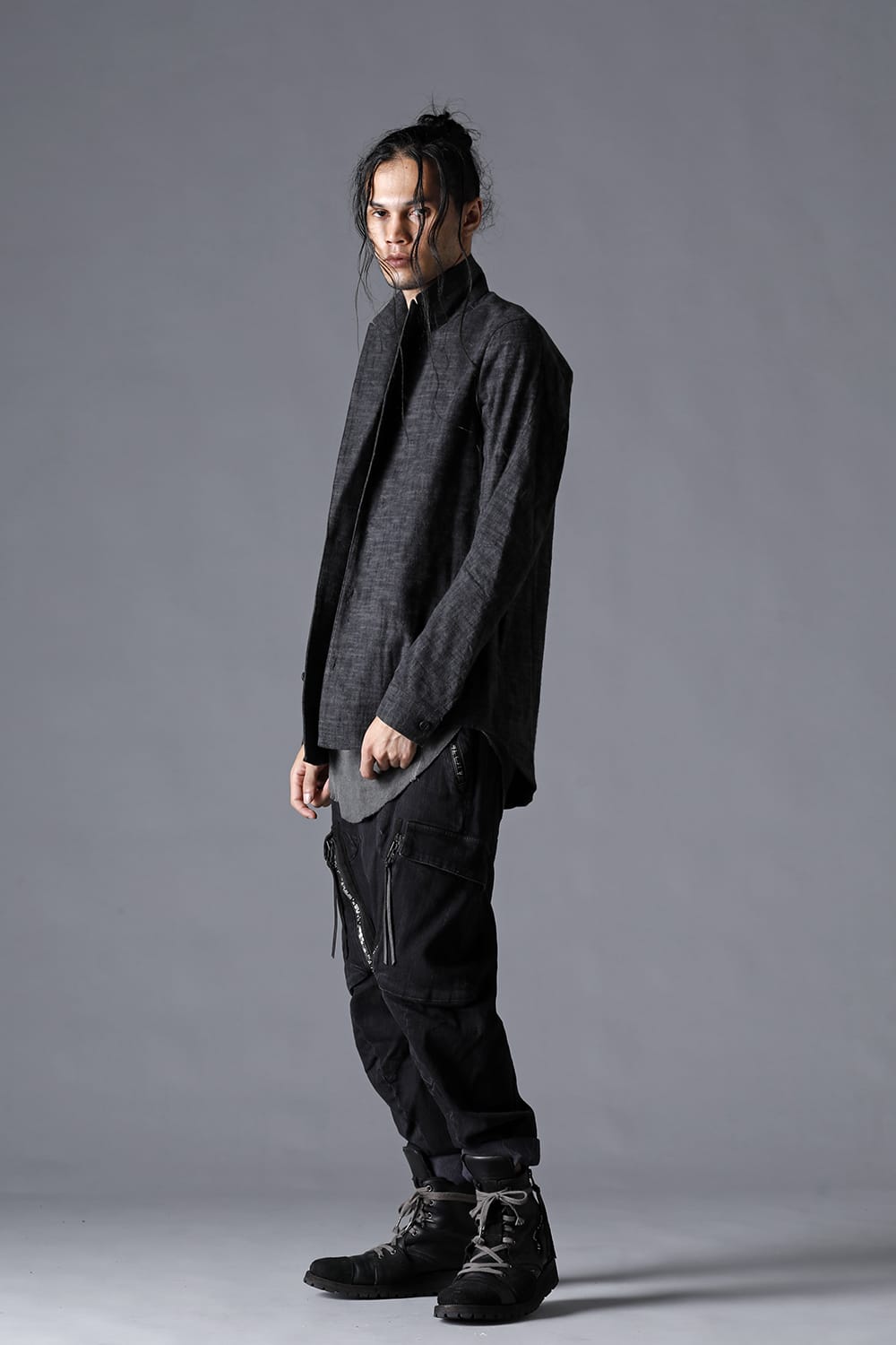 Uneven Brushing Tailor Shirt Jacket Charcoal