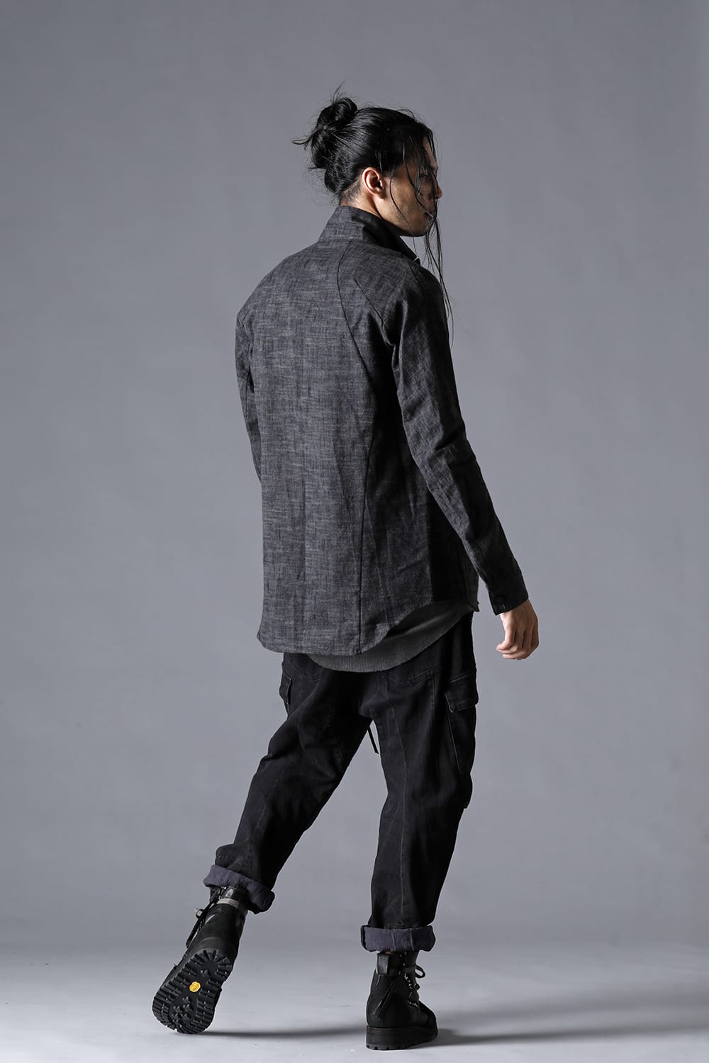 Uneven Brushing Tailor Shirt Jacket Charcoal