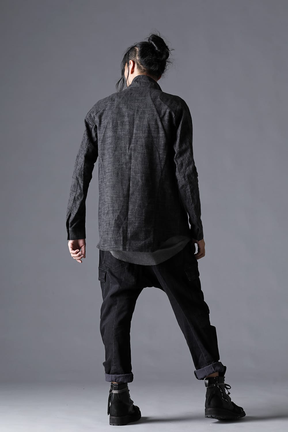 Uneven Brushing Tailor Shirt Jacket Charcoal