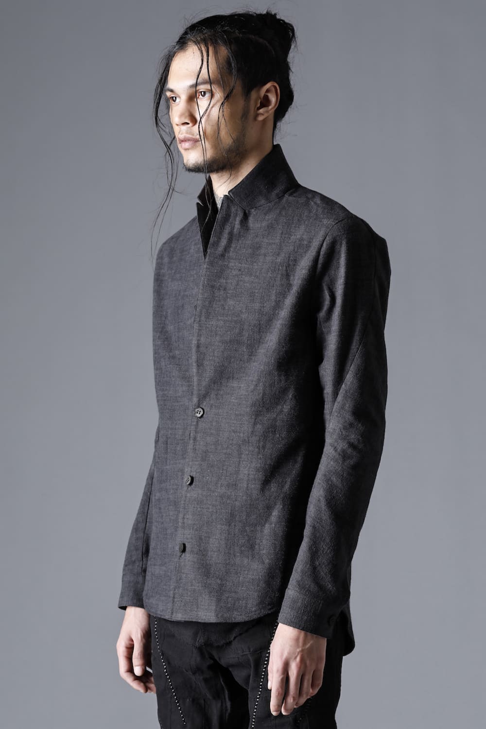 Uneven Brushing Tailor Shirt Jacket Charcoal