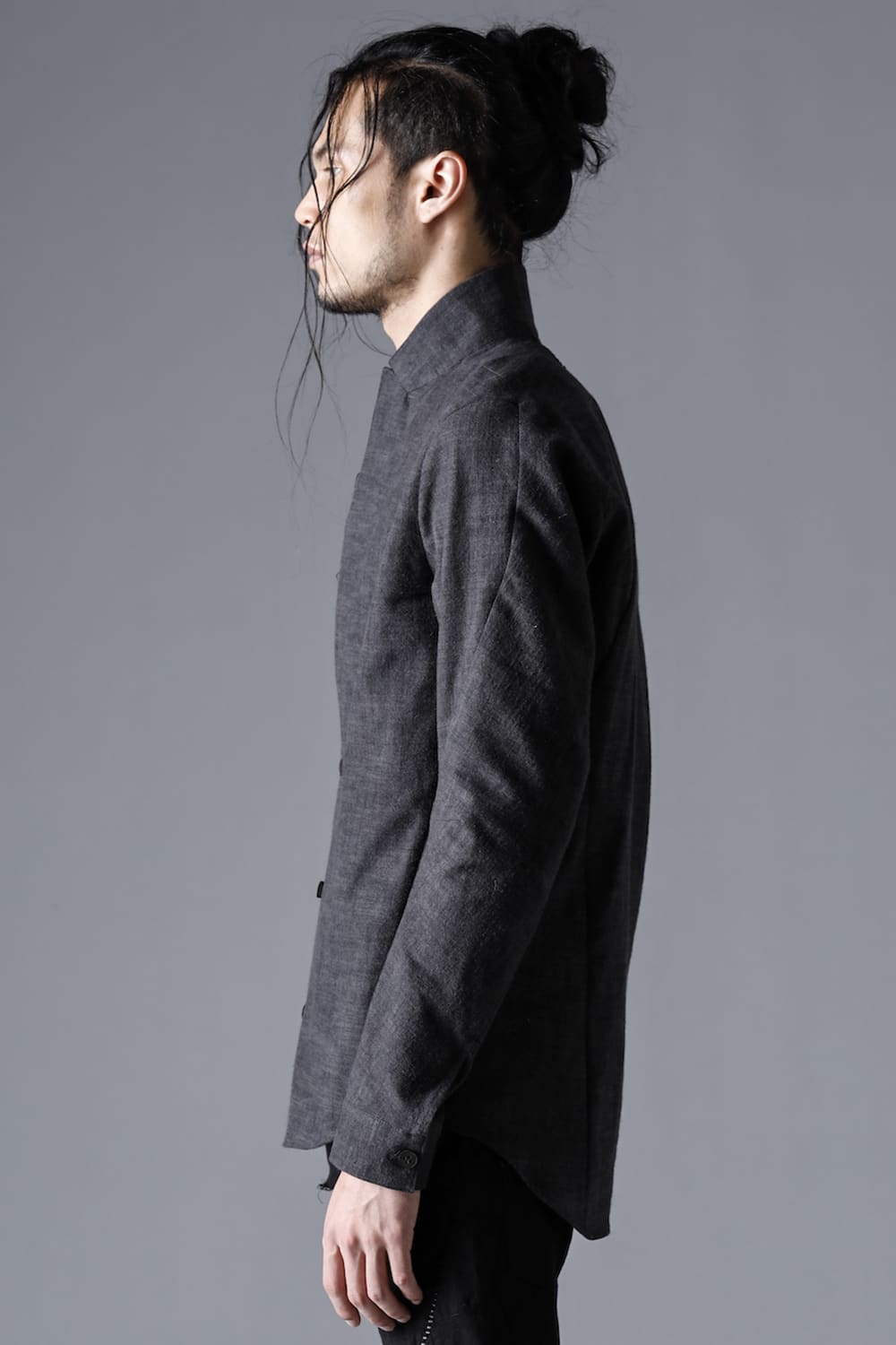 Uneven Brushing Tailor Shirt Jacket Charcoal