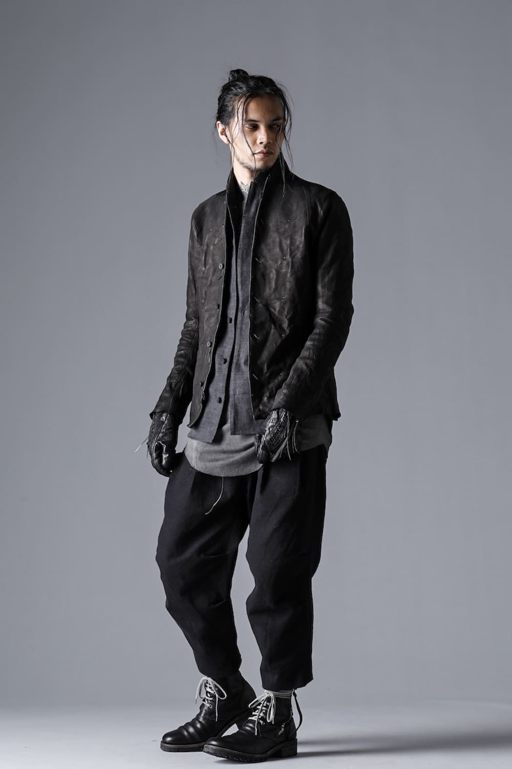 Uneven Brushing Tailor Shirt Jacket Charcoal