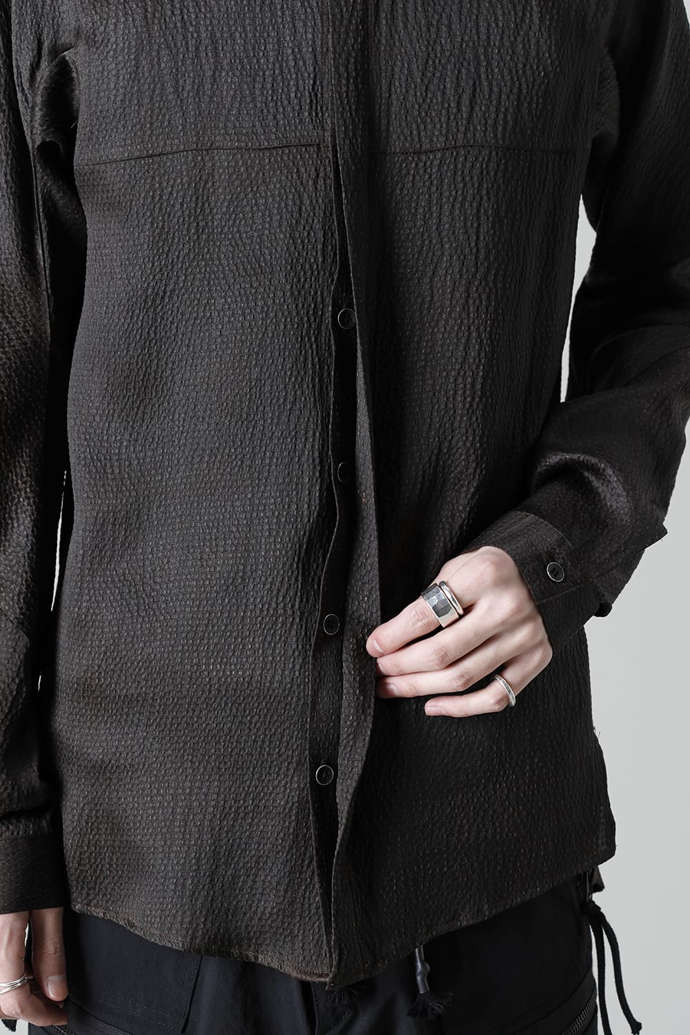 Mud Dyed Silk Band Collar Shirt