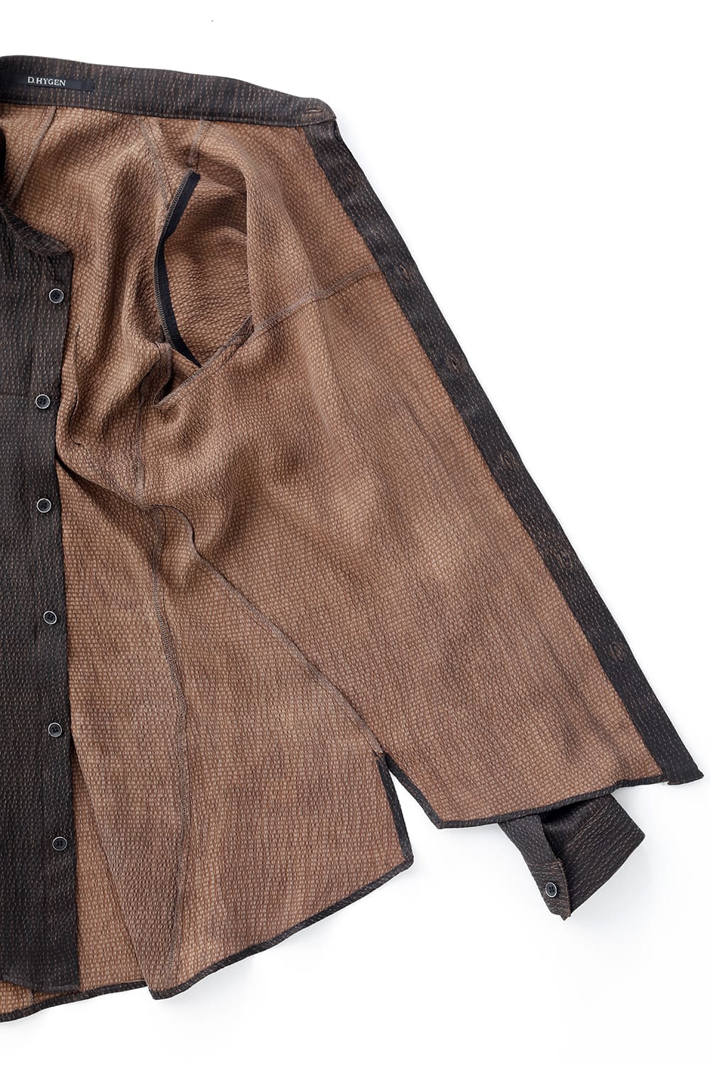 Mud Dyed Silk Band Collar Shirt