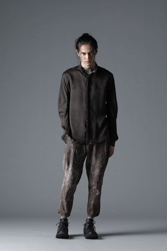 Mud Dyed Silk Band Collar Shirt