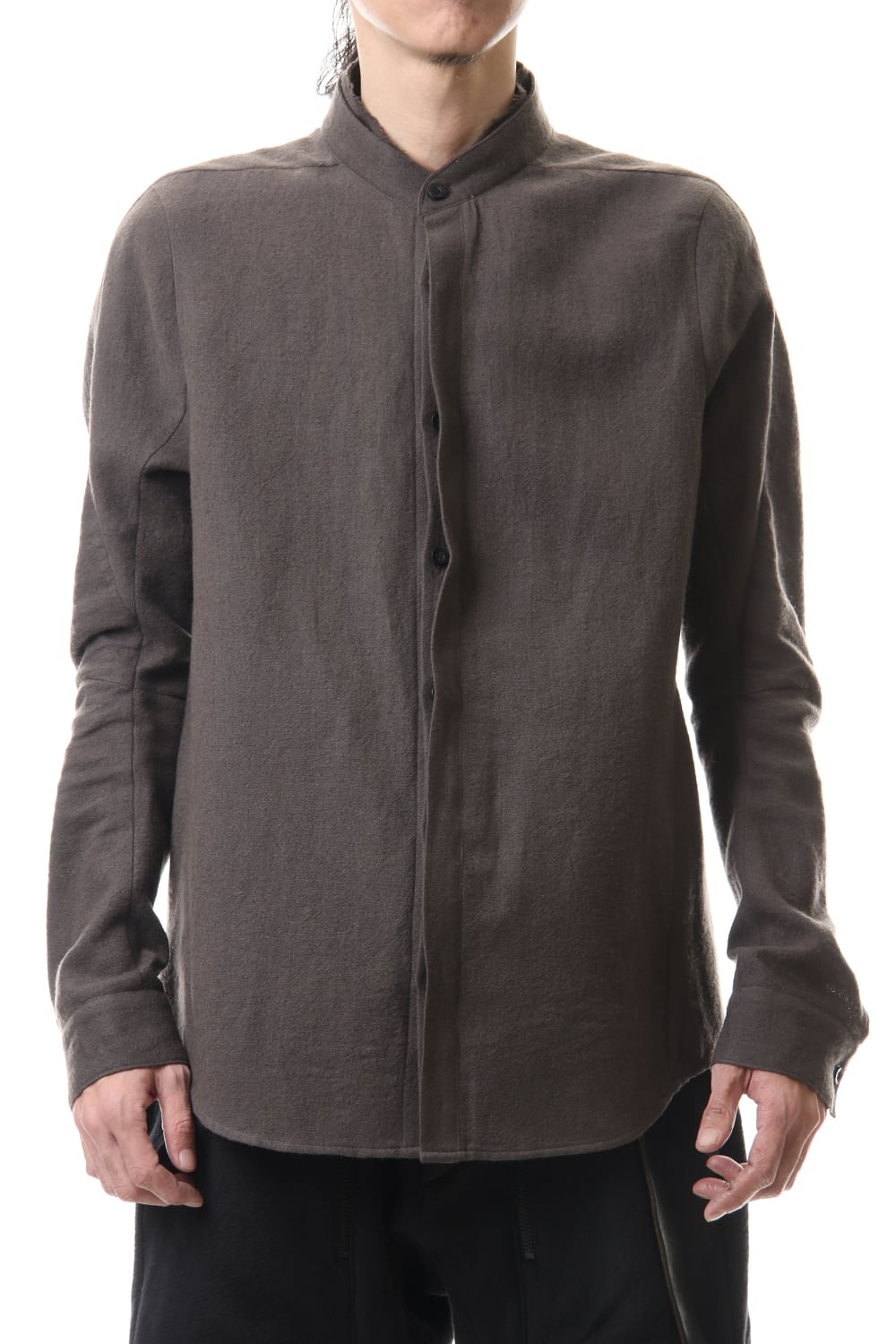 Wool Linen Layered collar shirt Charcoal