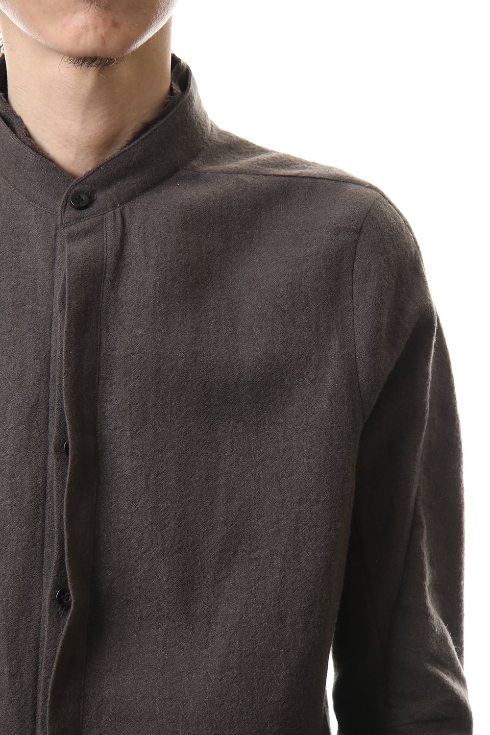 Wool Linen Layered collar shirt Charcoal