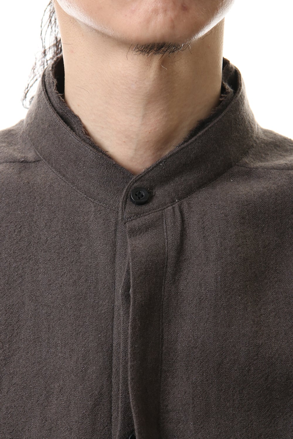 Wool Linen Layered collar shirt Charcoal