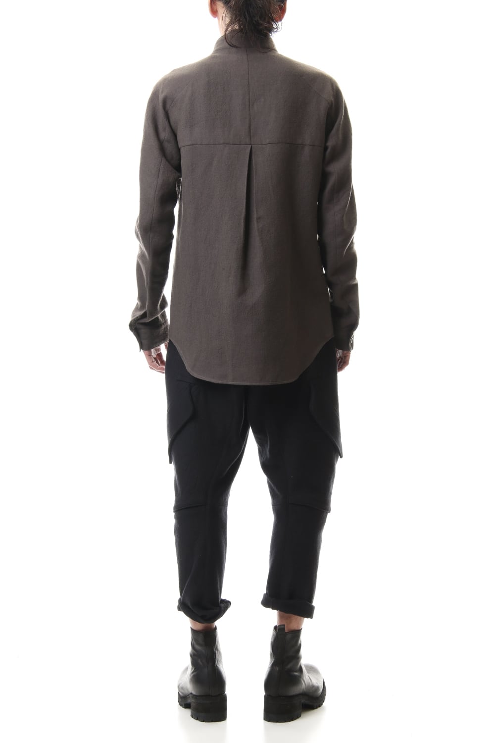 Wool Linen Layered collar shirt Charcoal