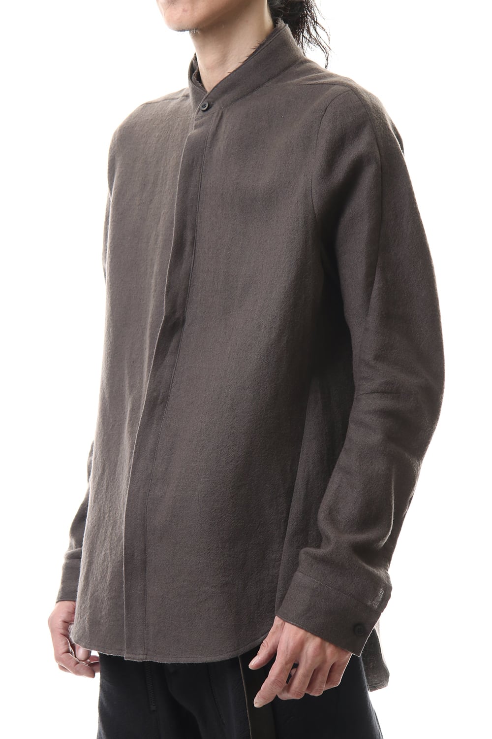 Wool Linen Layered collar shirt Charcoal