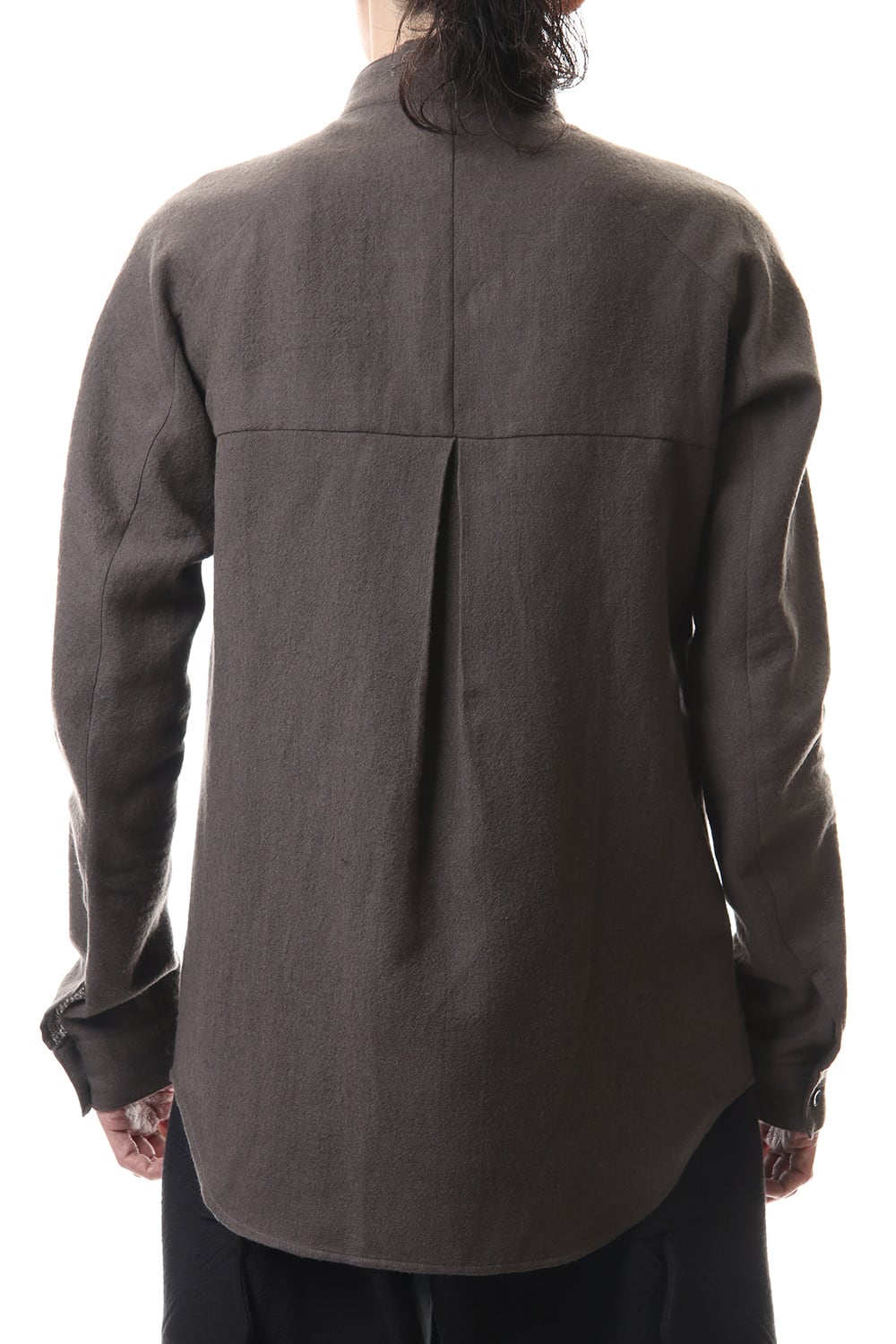 Wool Linen Layered collar shirt Charcoal