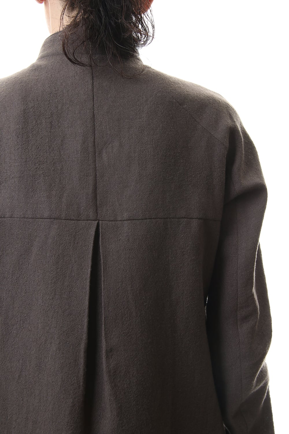 Wool Linen Layered collar shirt Charcoal