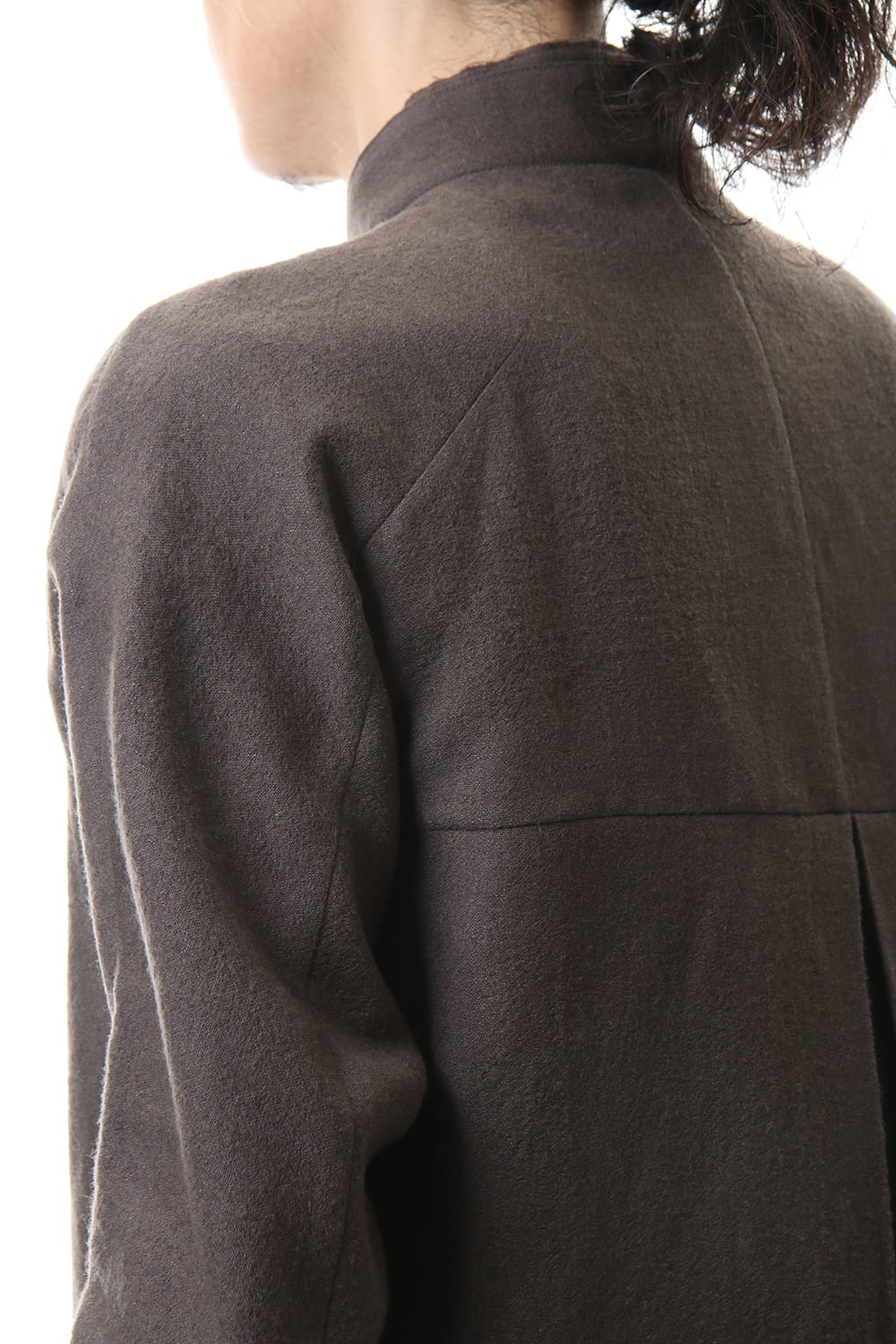 Wool Linen Layered collar shirt Charcoal