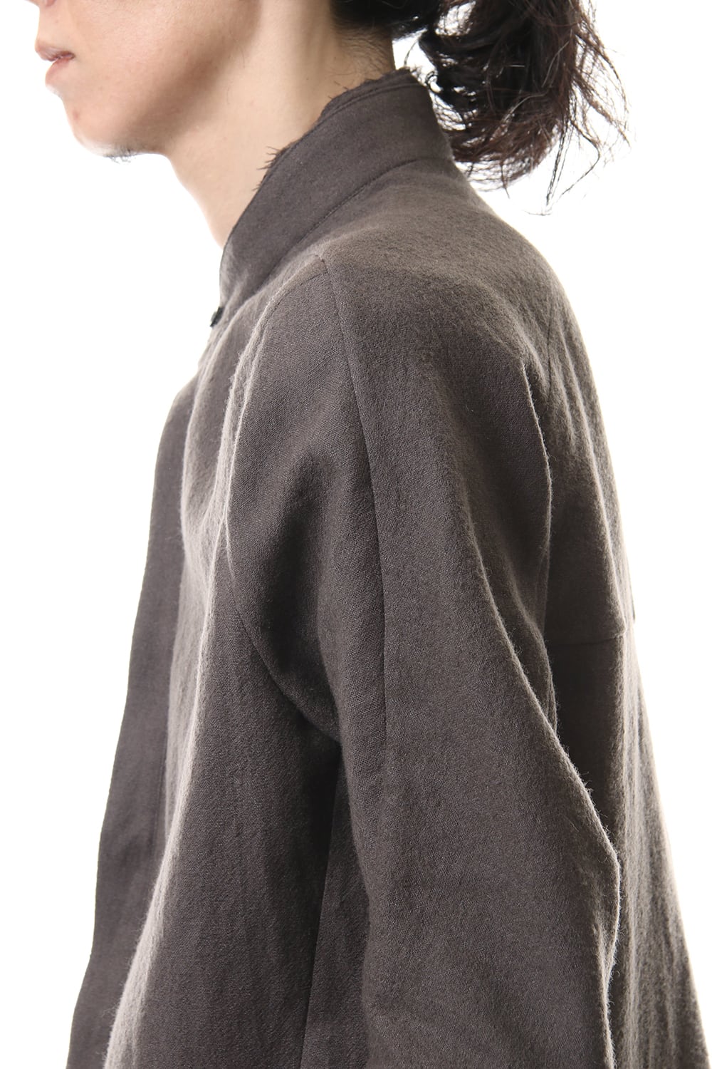 Wool Linen Layered collar shirt Charcoal