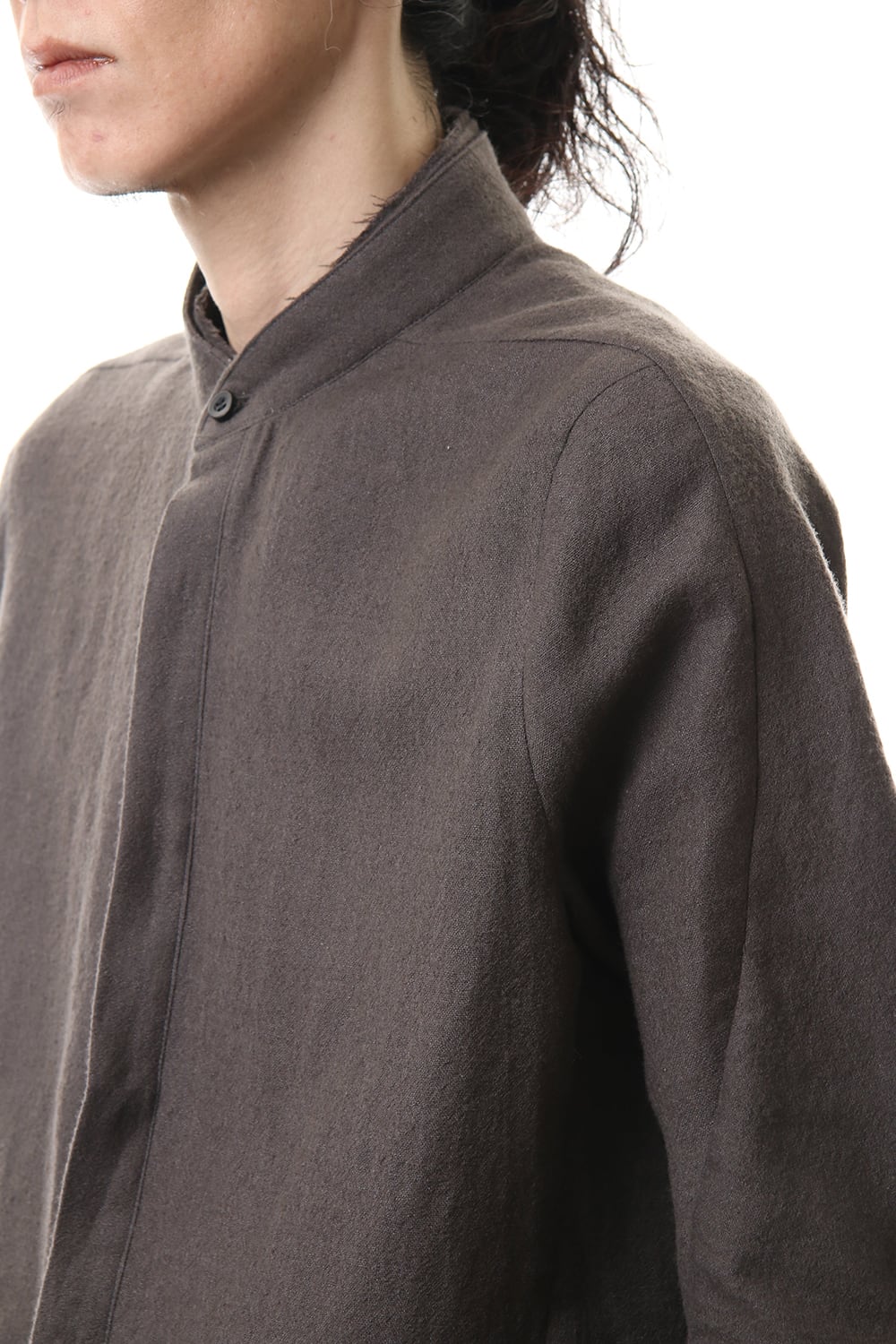 Wool Linen Layered collar shirt Charcoal