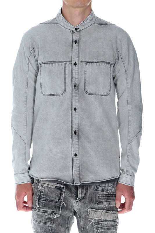 Bleach Light Denim Band Coller Shirt