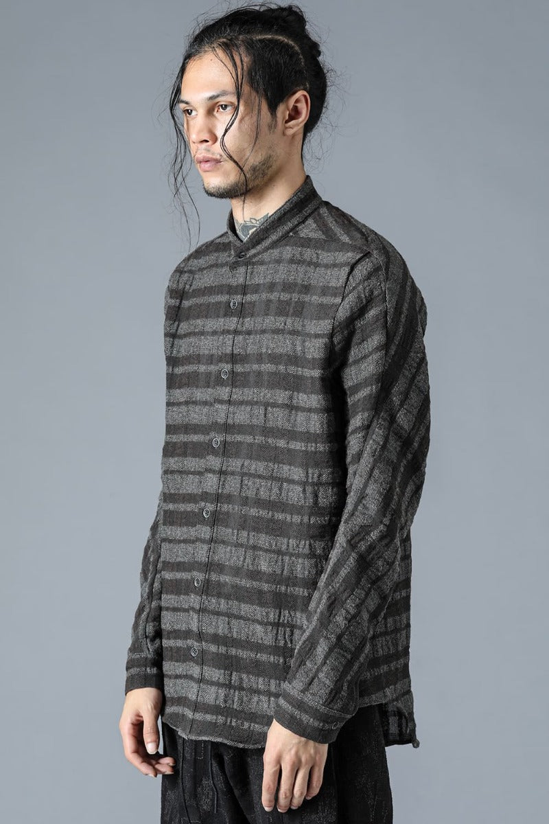 Shadow Striped Gauze Double Band Colored Shirt Charcoal